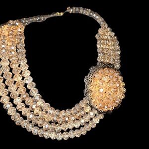 Fashion Hand crafted Multi Layered Crystal glass Beaded  Necklace